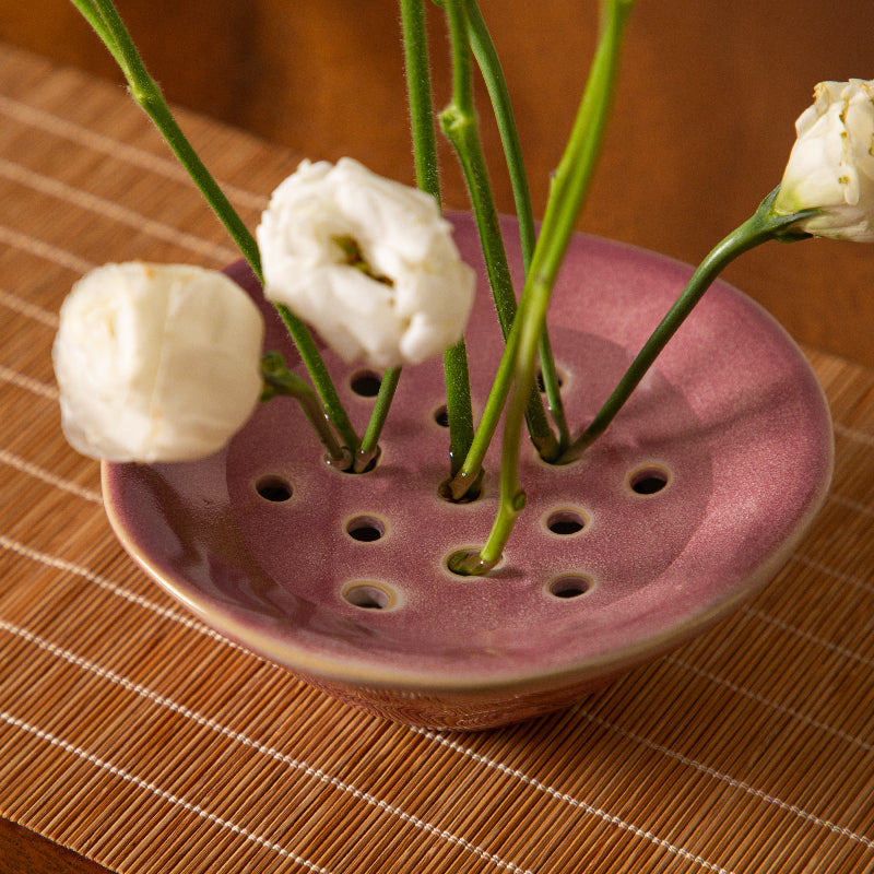 Japanese Ikebana Vase with Holes for Flowers